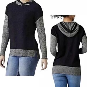 SMARTWOOL Women’s Long Sleeve Shadow Pine Hoodie Sweater Black Gray  Knit Size S